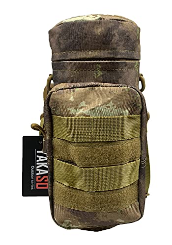 Tactical Molle Water Bottle Holder Pouch Hydration Carrier Bag Tactical EDC Water Bottle Carrier with Detachable Shoulder Strap for Hiking Camping Outdoor Sport Travel - color: Ruin Ash