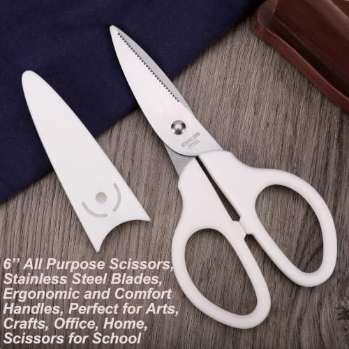YOUGUOM 6in White Scissors, Multipurpose for Office School Crafts Sewing