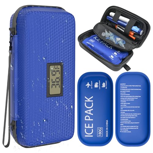 Insulin Cooler Travel Case TSA Approved Diabetic Care Medicine Cooling Bag - color: Blue
