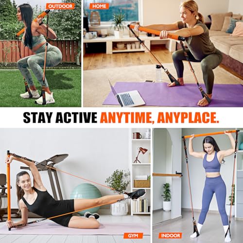 KUTIZE Pilates Bar Kit with Resistance Bands, Pilates Equipment, Multifunctional Pilates Bar for Women & Men, Pilates kit for Hip, Back, Arm, Full-Body Workouts, Home Gym Strength Training Equipment - style: 1-Orange
