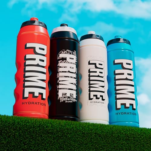 PRIME 32 oz White Graffiti Squeeze Sports Water Bottle, BPA Free, Dishwasher Safe, Easy-Grip Ergonomic Leakproof Design, Fast Hydration for Gym, Cycling, Running - color: White