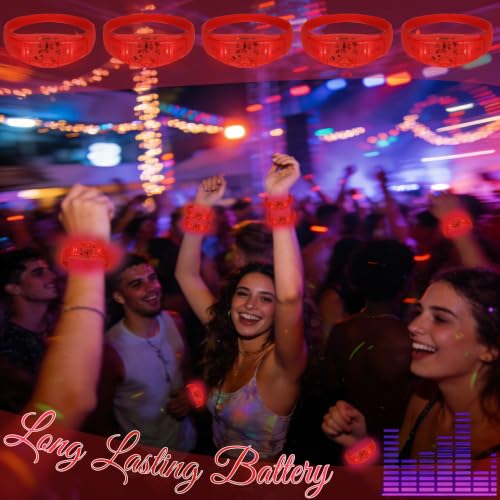 150 Pcs LED Glow Bracelets Sound Activated Light Up Bracelets for Adults Glow in the Dark Party Supplies Birthday Party Favors for Christmas, Halloween, Rave, New Year, Concert - color: Red
