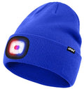 ATNKE LED Lighted Beanie Hat,USB Rechargeable 4 LED Red and Blue Flashing Running Headlamp Cap Gifts for Men and Women - color: #Blue