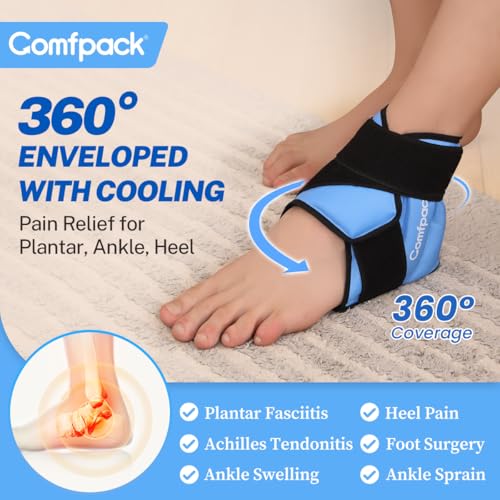Comfpack Heel Ice Pack Wrap for Plantar Fasciitis Relief, Ankle Ice Pack - color: Blue-1 Pack