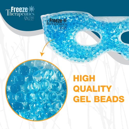USA Merchant - 2 Redesigned Therapeutic Spa Gel Bead Eye Masks - Hot/Cold Reusable Ice Packs with Flexible Beads - Compress Therapy for Puffy Eyes, Dark Circles, Headaches, Migraines, Stress Relief - color: Blue