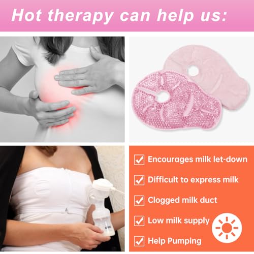 Breast Therapy Breastfeeding Ice Packs Large Hot Cold Breast Pads, 2 Pack - color: Pink(drop-shaped)