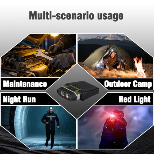 SUNREI 1800mAh Rechargeable 300 Lumen LED Headlamp with Motion Sensor - size: H300-military green
