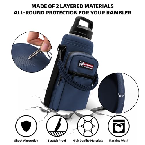 NATURE PIONEOR 26-128 oz Insulated Water Bottle Carrier Holder with Strap - color: Navy, size: 40-46oz
