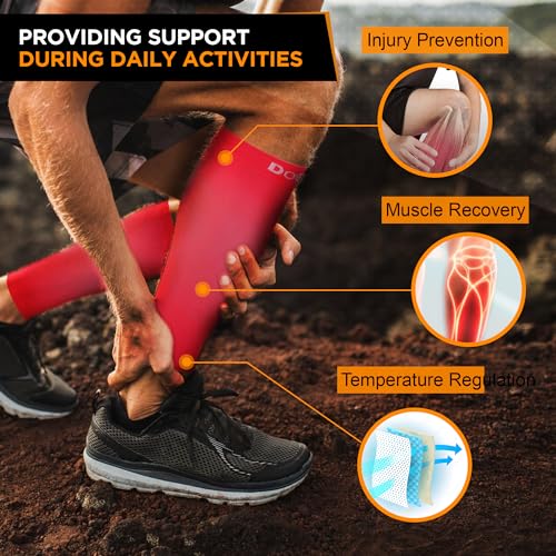 Doc Miller Compression Calf Sleeve for Men & Women, 20-30mmHg - color: Red, size: Small REGULAR