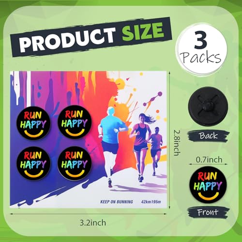 Suncalla 12pcs Race Bib Clips, Runner Race - color: Black, style: Smile