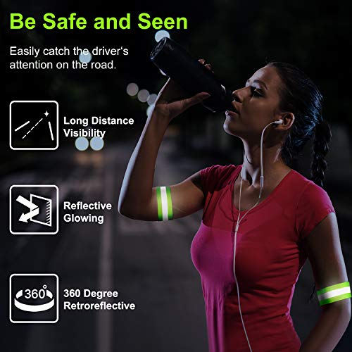 8 Pieces Reflective Bands Reflective Running Gear Night High Visibility Reflector Bands Shine Straps Tape Bracelets for Walking at Night Women Men Running Cycling Arm Wrist Ankle Leg - color: Green