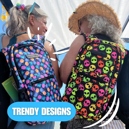 Kandies World Reflective Festival Hydration Pack - 2L Hydropack for Raves, Hiking, Biking, Running, and More (with Anti-Theft Pocket) - style: Skull Alien