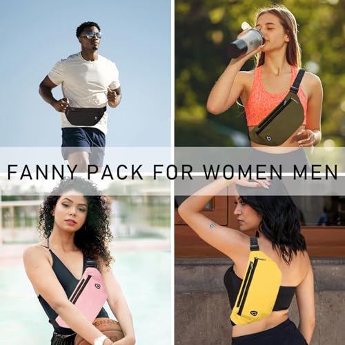 Fanny Pack for Women Men,Crossbody Water Resistant Sports Waist Bag Pack - color: 1pack-pink