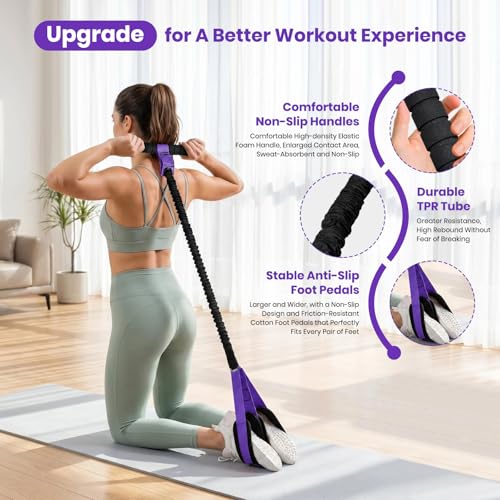 Rojvvec Pedal Resistance Bands with Handles, 55LBS Exercise Band for Women - color: Purple-Black