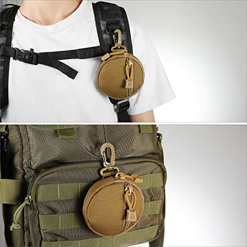 FRTKK 2 Pack Tactical Compact EDC Pouches Military Molle Utility Pouch Accessories Organizer Pouch Coin Purse Keychain Pocket Credit Card Holder Waist Pack - color: Tan