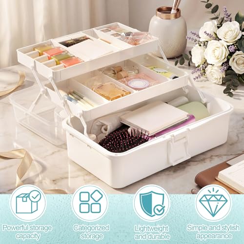 2 Pcs 13 Inch 3-Layer Tackle Box Organizer, Adjustable, White - color: White