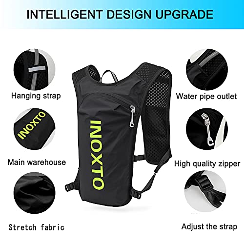 INOXTO Running Hydration Vest Backpack,Lightweight Insulated Pack with 1.5L Water Bladder Bag Daypack for Hiking Trail Running Cycling Race Marathon for Women Men - color: Black green