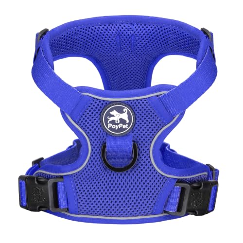 PoyPet Mesh Dog Harness, Reflective Breathable Puppy Vest for Small Dogs - color: Royal Blue, size: XS