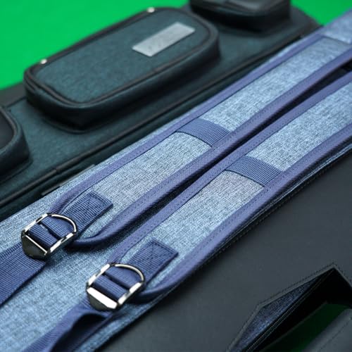 KONLLEN Pool Cue Case 3x4 Oxford Pool Stick Case Holds 3 Butts and 4 Shafts Billiard Sitck Large Capacity Carrying Cases with Multi-Pocket Pool Cue Accessories - color: Upgrade 3x4Case-Blue