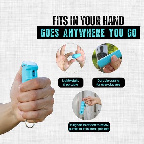 Police Magnum Keychain Pepper Spray Flip Top Safety 2 Pack 1/2oz - Maximum Heat Strength OC with Dye - Tactical Small Compact Case Holder - for Women & Men's Self Defense - Made in The USA - color: TEAL & SOFT PINK