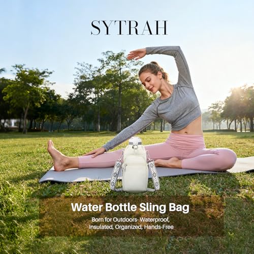 SYTRAH Water Bottle Carrier Bag with Strap, Insulated Corssbody Purse - color: White