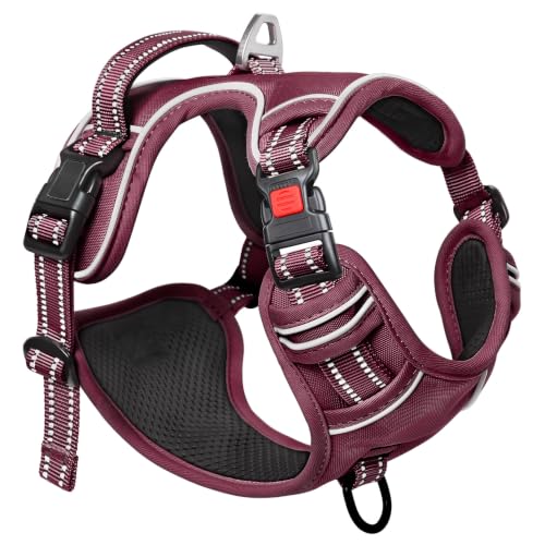 HEELE Dog Harness, Breathable Padded, No Pull Front Clip Vest, Burgundy S - color: Lock Burgundy, size: S (Pack of 1)