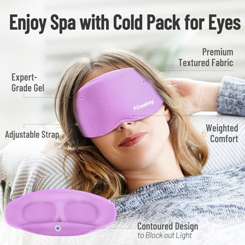 Cooling Eye Mask for Puffy Eyes, Ice Eye Pack After Surgery Relief - Reuable Cold Compress for Dry Eye - Comfortable Perfect Fit Gel Sleep Mask, Purple of 3D - color: Purple of 3d
