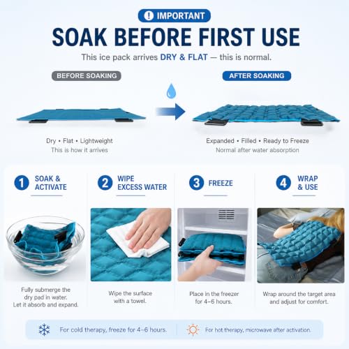 WORLD-BIO Water-Activated Extra Large Ice Pack for Full Back Pain Relief - size: 13"x21"