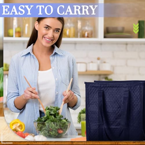 10 Pack Large 18L Insulated Grocery Bag Bulk Zippered, Navy Blue - color: Navy Blue