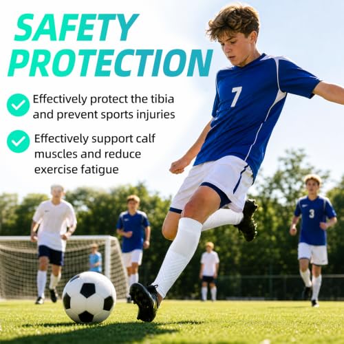 Aegend Soccer Leg Sleeves for Grip Socks, Compression Shin Guard Sleeves - color: White, size: Large