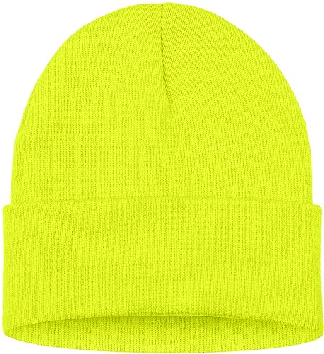 ATNKE LED Lighted Beanie Hat,USB Rechargeable 4 LED Red and Blue Flashing Running Headlamp Cap Gifts for Men and Women - color: #Fluorescent Yellow
