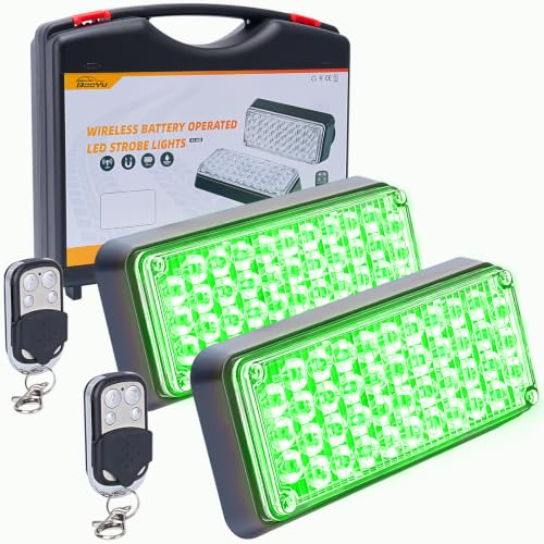 Green Magnetic Flashing Strobe Lights/w Controller, 2-Pcs - color: 2pcs Green