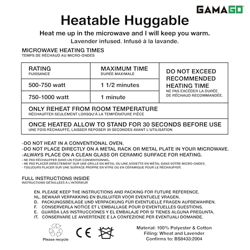 GAMAGO Heatable Huggable Bear 12 Inch - Microwave Heating Pad Plush, Freezable Stuffed Animal, Lavender Scented Warm Cold Pack Gift for Kids and Adult