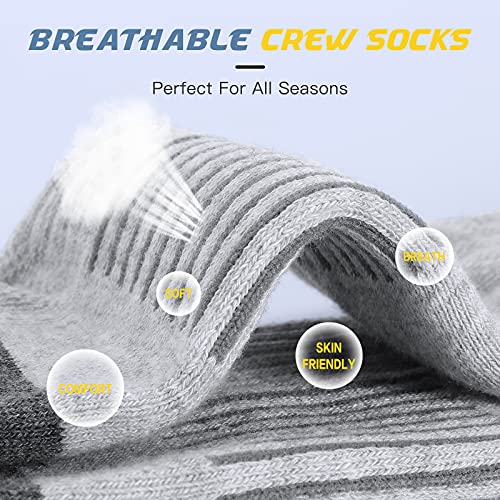 Felicigeely Athletic Crew Socks Cushioned Breathable for Men & Women 6 Pack - color: Grey, size: 6-9