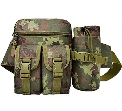 Hiking Waist Fanny Pack With Water Bottle Holder Running Waist Hip Belt Bag Motorcycle Bike Pouch Shoulder Bag - color: Jungle Camouflage