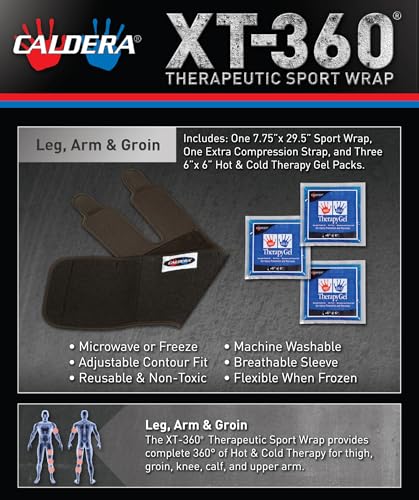 Caldera Knee Ice Pack Wrap Made in USA Small - Reusable Hot & Cold Therapy Gel After Surgery Injury Adjustable Compression Strap Breathable Sleeve Ice Pack for Knee Pain Relief Leg Arm Groin - size: Small