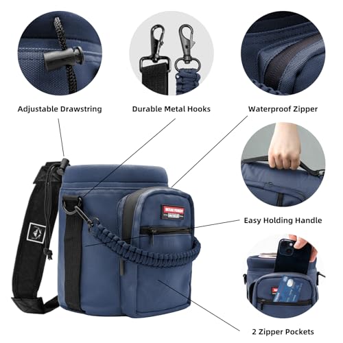 NATURE PIONEOR 26-128 oz Insulated Water Bottle Carrier Holder with Strap - color: Navy, size: Half Gallon YETl