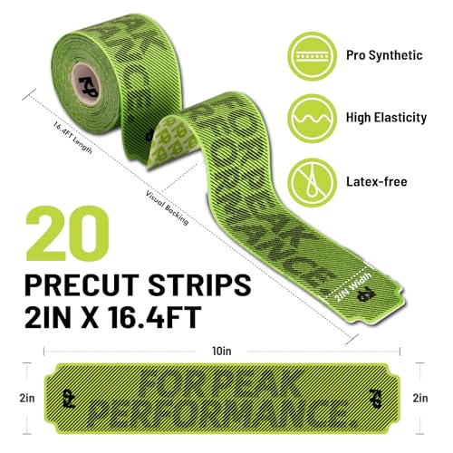 Ultra-Sticky Kinesiology Tape Pre Cut Synthetic Athletic Tape 1 Roll Green - color: Blaze Green, size: 1 Roll