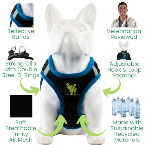 EcoBark Step in Dog Harness, Reflective No Choke Halter Vest, XXXS, Teal - color: Black and Teal Trim, size: XXXS- 2 to 3 lbs- Chest up to 10 in (Pack of 1)