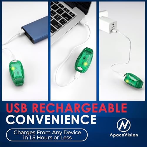 EverLightFX USB Rechargeable LED Safety Light 2 Pack, Clip On Strobe Light - color: Green