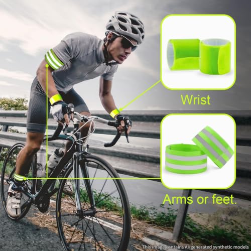 4PCS Reflective Running Gear, High Visibility Bands for Wrist Ankle Arm Leg