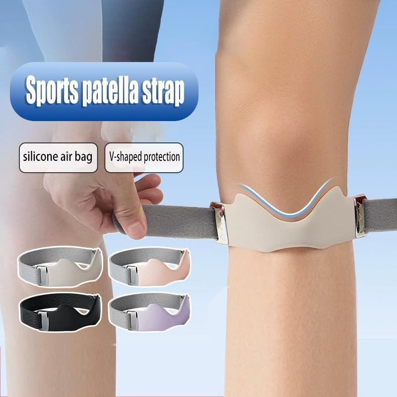 Airbag patellar tendon support Strap, Adjustable breathable anti slip Knee Brace for Tendonitis Pain knee Relief Exercise, run, hike,play ball, high jump, climb,ride 2 Packs (Black-1pc) - color: Black-1pc
