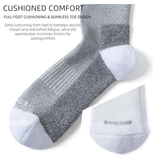 LEVSOX Bamboo Viscose Wide Calf Compression Socks 20-30 mmHg with Cushioned - color: Grey/White, size: Medium