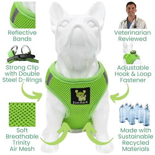 EcoBark Teacup Dog Harness, Luxury Soft Step in Dog Vest, Green, XXXS - color: Green, size: XXXS- 2 to 3 lbs- Chest up to 10 in (Pack of 1)