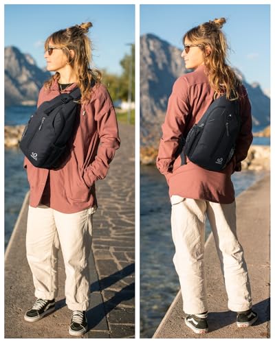 WATERFLY RFID Sling Backpack Crossbody Sling Bag Travel Hiking Daypack - color: Rfid-black
