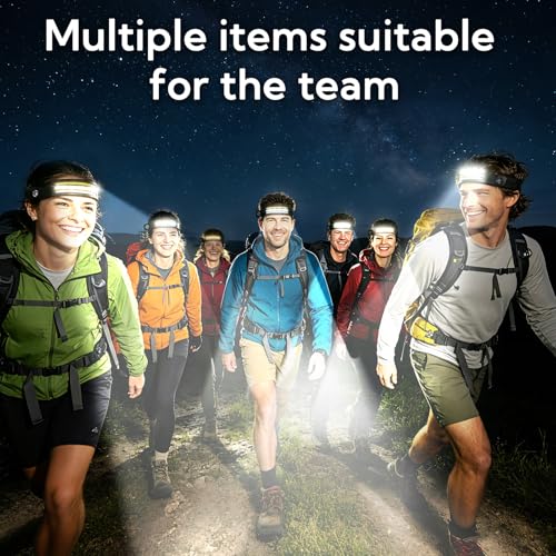 Headlamp Rechargeable 8-Pack，LED Head Torch with 8 Light Modes (White/Yellow/Red + Spotlight), Motion Sensor & Hands-Free Headband, USB Rechargeable for Camping, Running & Repairs, Fishing, Cycling