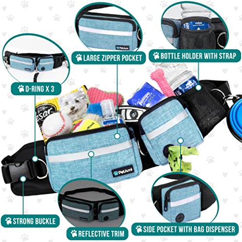 PetAmi Hands Free Dog Leash with Waist Running Belt Bag, Single (Teal) - color: Turquoise, size: 1 Leash