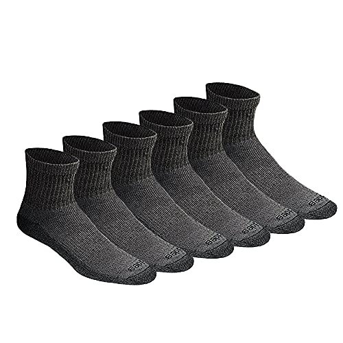 Dickies Men's Dri-Tech Moisture Control Quarter Socks, Available in M-XXL (6, 12, 18 Pairs) - color: Charcoal (6 Pairs), size: Medium
