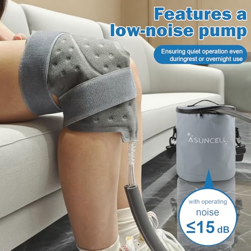 Portable Ice Therapy Machine for Post-Operative Recovery,Knee Pain,Sports Injuries,Swelling,Timer Remote Control Cold Therapy Device Full Knee Brace with Silent Pump