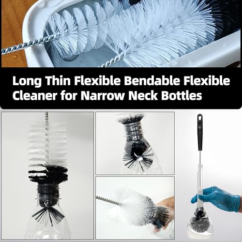 2 Pcs Bottle Brushes Set, Long Thin Flexible Bendable Flexible Cleaner - size: 14.8" standard